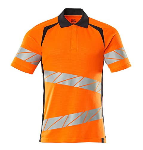 Mascot 19083-771-14010 Accelerate Safe Premium Moderne Passform Zweifarbig Polo-Shirt, Hi-Vis Orange/Schwarzblau, 2XL ONE Größe von Mascot