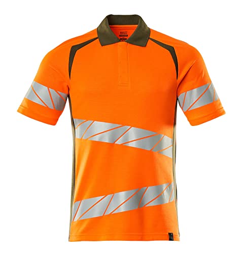 Mascot 19083-771-1433 Accelerate Safe Premium Moderne Passform Zweifarbig Polo-Shirt, Hi-Vis Orange/Moosgrün, S ONE Größe von Mascot