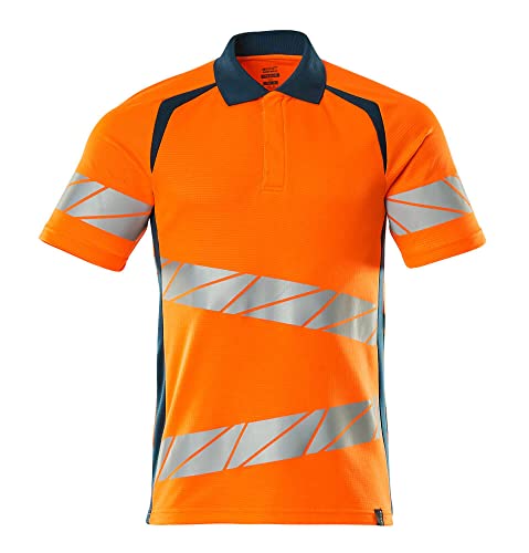 Mascot 19083-771-1444 Accelerate Safe Premium Moderne Passform Zweifarbig Polo-Shirt, Hi-Vis Orange/Dunkelpetroleum, S ONE Größe von Mascot