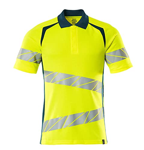 Mascot 19083-771-1744 Accelerate Safe Premium Moderne Passform Zweifarbig Polo-Shirt, Hi-Vis Gelb/Dunkelpetroleum, S ONE Größe von Mascot