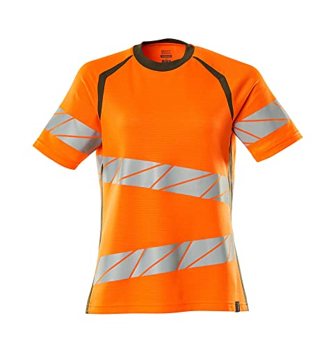 Mascot 19092-771-1433 Accelerate Safe Premium Damen-Passform Zweifarbig Runder Halsausschnitt T-Shirt, Hi-Vis Orange/Moosgrün, M ONE Größe von Mascot