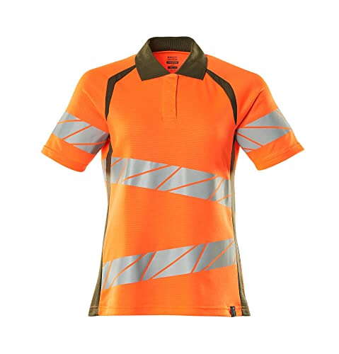 Mascot 19093-771-1433 Accelerate Safe Premium Damen-Passform Zweifarbig Polo-Shirt, Hi-Vis Orange/Moosgrün, S ONE Größe von Mascot
