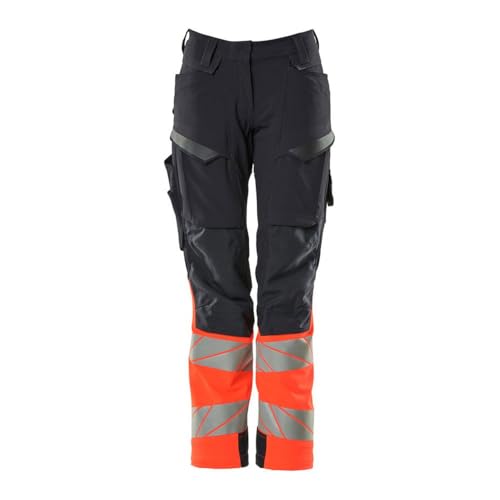 Mascot 19178-511-10222 Accelerate Safe Damen-Passform Diamond Ultimate Stretch Wasserabweisend Zweifarbig Prowash für Industriewäsche Geeignet Hose mit Knietaschen, Schwarzblau/Hi-Vis Rot, 76C42 Größe von Mascot