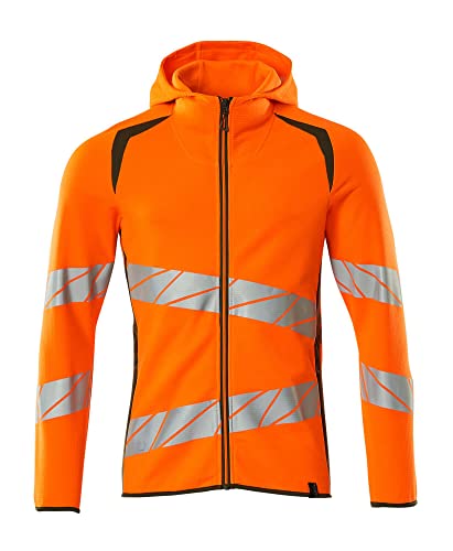 Mascot 19284-781-1433 Accelerate Safe Premium Moderne Passform Zweifarbig Kapuzensweatshirt mit Reißverschluss, Hi-Vis Orange/Moosgrün, 4XL Größe von Mascot