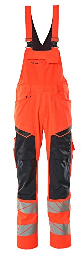 Mascot 19569-236-22210 Accelerate Safe Prowash Stretch Zones Zweifarbig Latzhose mit Knietaschen, Hi-Vis Rot/Schwarzblau, 90C62 Größe von Mascot