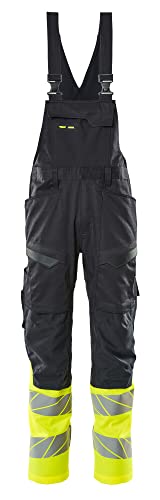 Mascot 19669-236-01017 Accelerate Safe Prowash Stretch Zones Zweifarbig Latzhose mit Knietaschen, Schwarzblau/Hi-Vis Gelb, 76C48 Größe von Mascot