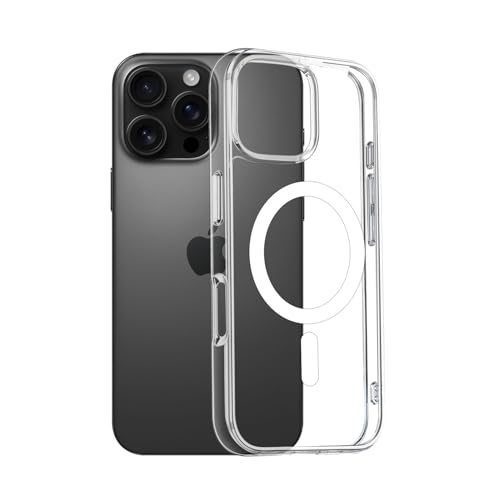 MaserWeller Transparente Schutzhülle für iPhone 16 Pro, transparent, magnetisch, militärischer Schutz, Anti-Vergilbung, schlanke Hülle, stoßfeste Schutzhülle von MaserWeller