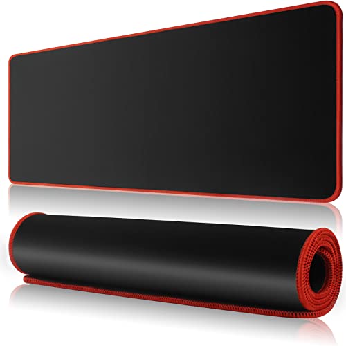 Großes Gaming-Mauspad mit roter Schnur, genähter Kante, rutschfeste Gummiunterseite, waschbar, belastbar, für Büro, Computer, Laptop, Tisch, Mauspad, Zubehör, 30 x 80 cm Großes Gaming-Mauspad mit roter Schnur, genähter Kante, rutschfeste Gummiunterseite, waschbar, belastbar, für Büro, Computer, Laptop, Tisch, Mauspad, Zubehör, 30 x 80 cm von MasiBloom