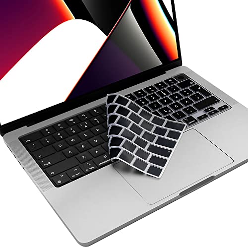 MasiBloom EU Layout Silikon Deutsch Sprache Tastatur Cover Skin für 2021 MacBook Pro 14 Zoll Modell A2442 & 16 Zoll Modell A2485 M1 Max/Pro Chip mit Touch ID Tastatur Protector Zubehör (Deutsch) von MasiBloom