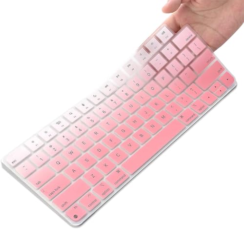 MasiBloom Silikon-Tastaturabdeckung für 61 cm (24 Zoll) iMac Magic Keyboard M3 Chip 2023 mit Touch ID A2449 und mit Schlossschlüssel A2450 Fingerabdruck-Tasten, Anmeldezubehör, Rosa von MasiBloom