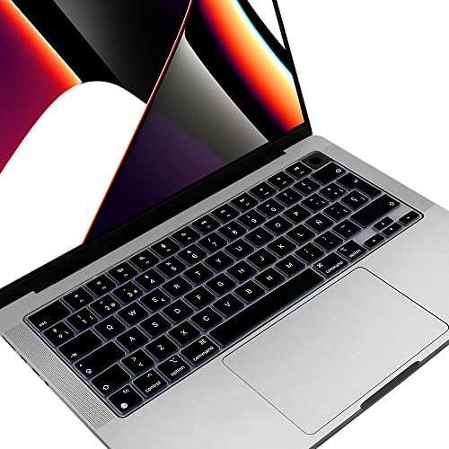 Silikon Englisch Tastatur Keyboard Skin für 2023-2021 MacBook Air 15 13 Zoll A2681 & Pro 14 16 Zoll A2442 A2779 A2780 A2485 M2 M1 Max Pro Chip Tastaturschutz Protector Zubehör von MasiBloom