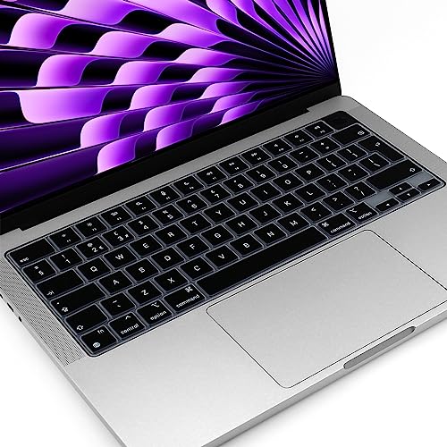 Silikon Englisch Tastatur Keyboard Skin für 2023-2021 MacBook Air 15 13 Zoll A2681 & Pro 14 16 Zoll A2442 A2779 A2780 A2485 M2 M1 Max Pro Chip Tastaturschutz Protector Zubehör von MasiBloom