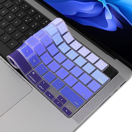 Silikon Tastatur Cover Skin für MacBook Air 15,3 Zoll 13,6 Zoll A2941 A2681 M2 Chip veröffentlicht im Juni 2023 US Layout Ultra Dünn Anti Rutsch Protector Zubehör (Gradient Blue) von MasiBloom