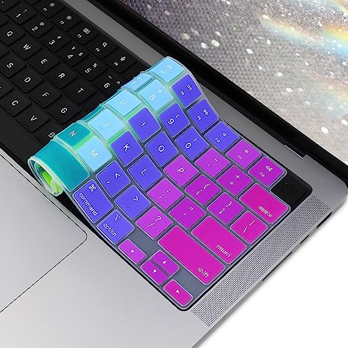 Silikon Tastatur Cover Skin für MacBook Air 15,3 Zoll 13,6 Zoll A2941 A2681 M2 Chip veröffentlicht im Juni 2023 US Layout Ultra Dünn Anti Rutsch Protector Zubehör (Gradient Rainbow) von MasiBloom