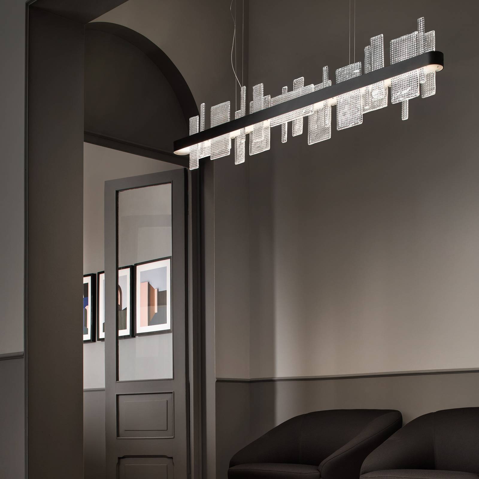LED-Hängeleuchte Ribbon Linear, 150 cm, schwarz, Up & Down LED-Hängeleuchte Ribbon Linear, 150 cm, schwarz, Up & Down von Masiero