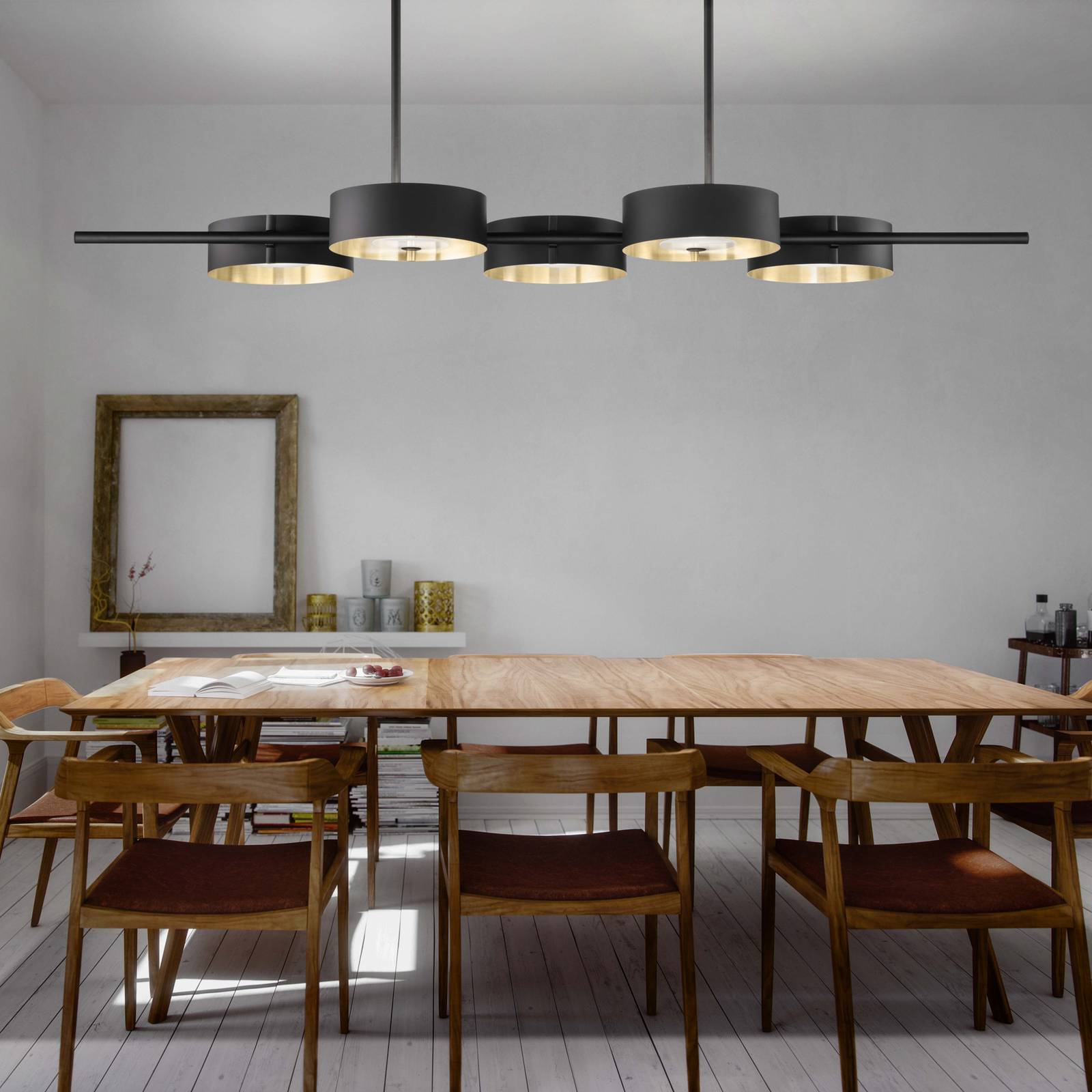 LED-Hängeleuchte Sound, fünfflammig, schwarz, Up-&Downlight LED-Hängeleuchte Sound, fünfflammig, schwarz, Up-&Downlight von Masiero