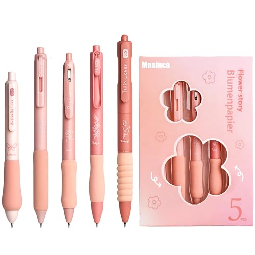 Masinca Kugelschreiber - 5 Stück Aesthetic Stifte Mädchen, 0,5mm Schwarz Tintenroller, Ggelschreiber für Präzises Schreiben, Niedlicher Gelstifte für Schulsachen Bürobedarf Studenten Geschenk Masinca Kugelschreiber - 5 Stück Aesthetic Stifte Mädchen, 0,5mm Schwarz Tintenroller, Ggelschreiber für Präzises Schreiben, Niedlicher Gelstifte für Schulsachen Bürobedarf Studenten Geschenk von Masinca