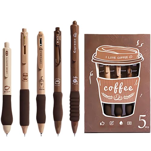 Masinca Kugelschreiber Hochwertig - 5 Stück Coole Stifte, 0.5mm Gelschreiber Schwarz Schnell Trocknende Tinte Schöne Gel Kugelschreiber für Schule Büro Zuhause Geeignet, Aesthetic School Stuff von Masinca