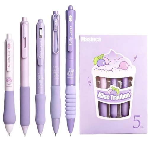 Masinca Kugelschreiber Hochwertig 5er Stifte Set, Cute Gelstifte Schulsachen Aesthetic Clean Girl, Schnell Trocknende Schwarze Tinte Glattes Schreiben für Büro, Schule, Zuhause Masinca Kugelschreiber Hochwertig 5er Stifte Set, Cute Gelstifte Schulsachen Aesthetic Clean Girl, Schnell Trocknende Schwarze Tinte Glattes Schreiben für Büro, Schule, Zuhause von Masinca