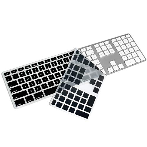 Silikon-Tastaturabdeckung für iMac, kabelgebundene USB-Tastatur mit Ziffernblock MB110LL/B (A1243), US-Layout-Schutzfolie, Zubehör, Schwarz von Masino