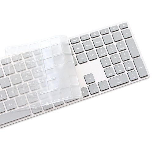 Ultradünne Tastaturabdeckung aus TPU-Kunststoff, für Microsoft Surface Keyboard WS2-00025 und Microsoft moderne Tastatur mit Fingerabdruck-ID EKZ-0001 (1 x Tastatur-Hülle, TPU- transparent) von Masino