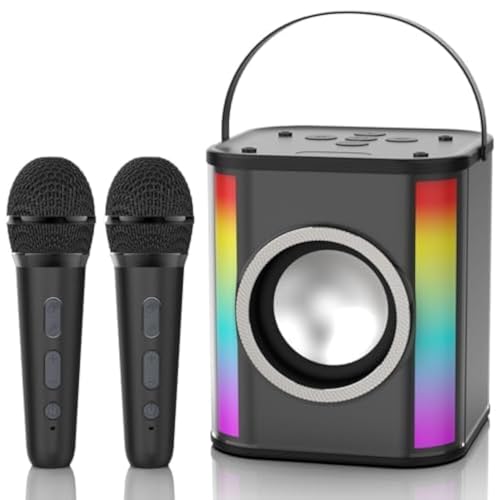 Karaoke Mikrofon Kinder, Karaoke mit 2 mikrofonen, Karaoke Maschine Kinder mit LED-Leuchten, Kompatibel mit TF-Karte/USB Karaoke Mikrofon Kinder, Karaoke mit 2 mikrofonen, Karaoke Maschine Kinder mit LED-Leuchten, Kompatibel mit TF-Karte/USB von Masmejor