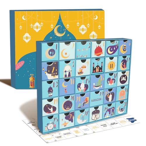 Ramadan Kalender zum Befüllen, Ramadan Adventskalender mit 30 Schubladen Boxen leer DIY Countdown Adventskalender, Ramadan Kalender Kinder Befüllt für Ramadan Dekorationen Grün von Mason Life