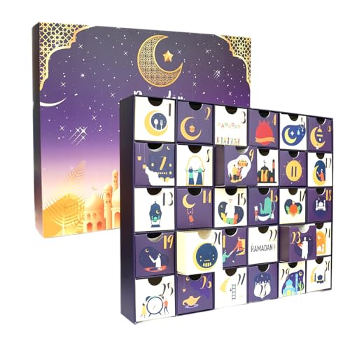 Ramadan Kalender zum Befüllen, Ramadan Adventskalender mit 30 Schubladen Boxen leer DIY Countdown Adventskalender, Ramadan Kalender Kinder Befüllt für Ramadan Dekorationen Lila von Mason Life