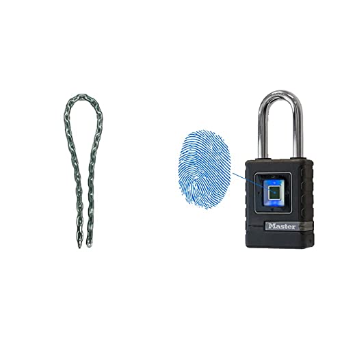 Master Lock 8017EURD + 4901EURDLHCC 150 cm Kette aus gehärtetem Stahl + Biometrisches Schwerlast-Vorhängeschloss von Master Lock