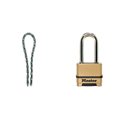 Master Lock 8017EURD + M175EURDLH 150 cm Kette aus gehärtetem Stahl + Zahlenkombination Vorhängeschloss von Master Lock