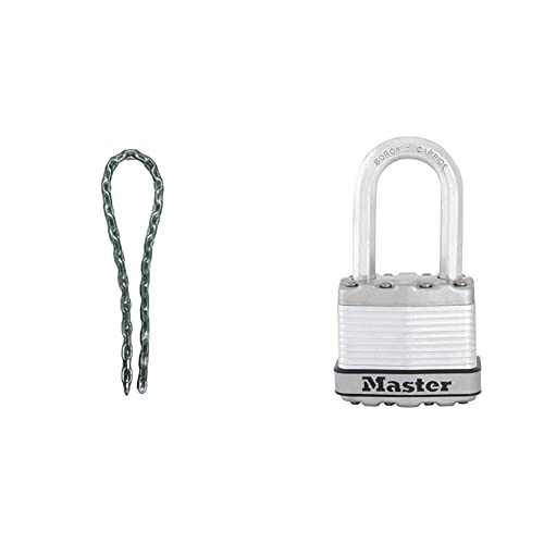 Master Lock 8017EURD + M1EURDLFCC 150 cm Kette aus gehärtetem Stahl + Laminierter Stahl Schloss mit Schlüssel von Master Lock