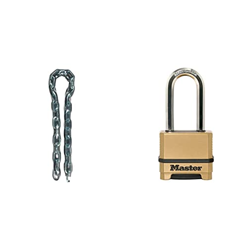 Master Lock 8020EURD + M175EURDLH 150 cm Kette aus gehärtetem Stahl + Zahlenkombination Vorhängeschloss von Master Lock