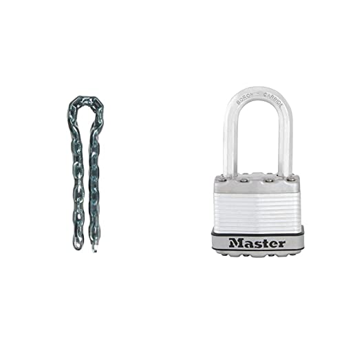 Master Lock 8020EURD + M1EURDLFCC 150 cm Kette aus gehärtetem Stahl + Laminierter Stahl Schloss mit Schlüssel von Master Lock