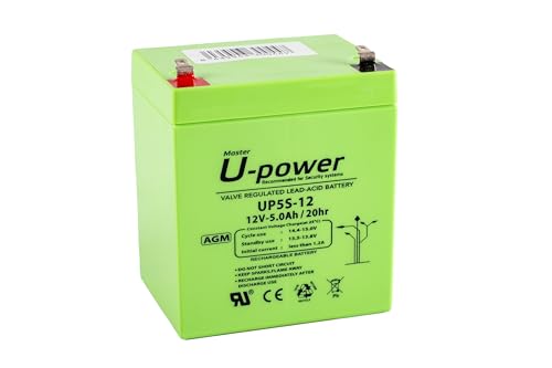 U-Power - Hermetische AGM-Blei-Säure-Batterie 5Ah 12V - Akkus Faston F1 4.8mm von Master U-Power
