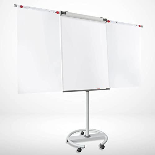 MOB Flipchart Ständer Whiteboard fahrbar mit Rollen Ständer 73x104cm | Höhenverstellbar bis 210cm, Beschreibbar, Trocken abwischbar, magnetisch, Flip Chart mit Magnettafel rollbar & Seitenarmen Shark von Master of Boards