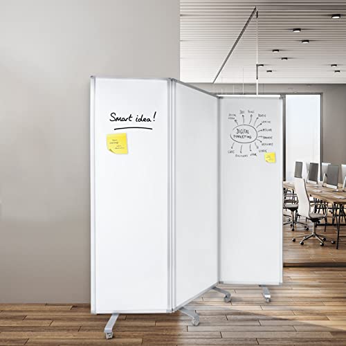 MOB Präsentationswand - Mobile Trennwand - Whiteboard - magnetisch & klappbar - Stellwand Trennwand Raumteiler - Pinnwand mit feststellbaren Rollen - doppelseitig nutzbar (180 x 180 cm) von Master of Boards