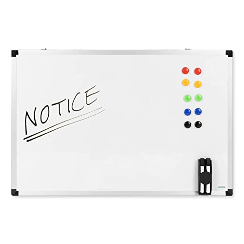 Master of Boards - 60 x 90 cm Whiteboard Set inkl. Magneten, Boardmarker, Stiftehalter mit Reinigungsschwamm & Wandhalterung - kratzfest & beschreibbar - Memoboard für Zuhause & Büro von Master of Boards