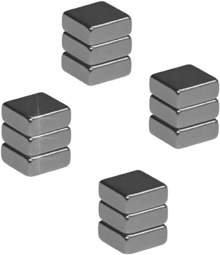 Master of Boards Magnete stark 12 Stück Neodym Magnet extra stark für Magnettafel, Whiteboard, Glasboard, Mini Kühlschrankmagnete starker Halt 10x10x4mm Quader, Silber von Master of Boards