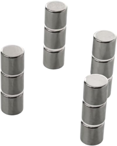Master of Boards Magnete stark 12 Stück Neodym Magnet extra stark für Magnettafel, Whiteboard, Glasboard, Mini Kühlschrankmagnete starker Halt Ø 8 x 10mm Höhe Zylinder, Silber von Master of Boards