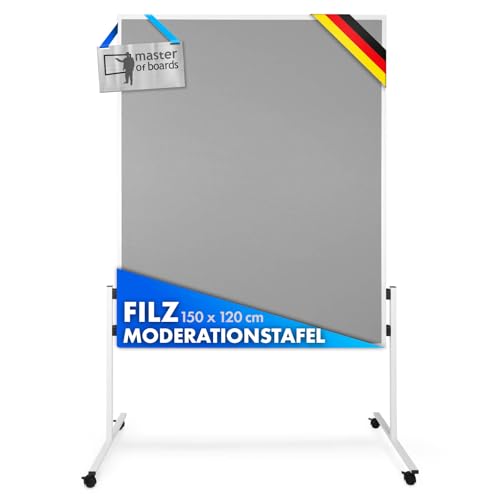 Master of Boards Moderationstafel Filz - Pinntafel für Projektarbeit und Meetings doppelseitig benutzbar - Mobiles Pinnboard mit Rollen - Höhe: 185 cm ausziehbar bis 200cm Breite 120cm - Farbe Grau Master of Boards Moderationstafel Filz - Pinntafel für Projektarbeit und Meetings doppelseitig benutzbar - Mobiles Pinnboard mit Rollen - Höhe: 185 cm ausziehbar bis 200cm Breite 120cm - Farbe Grau von Master of Boards
