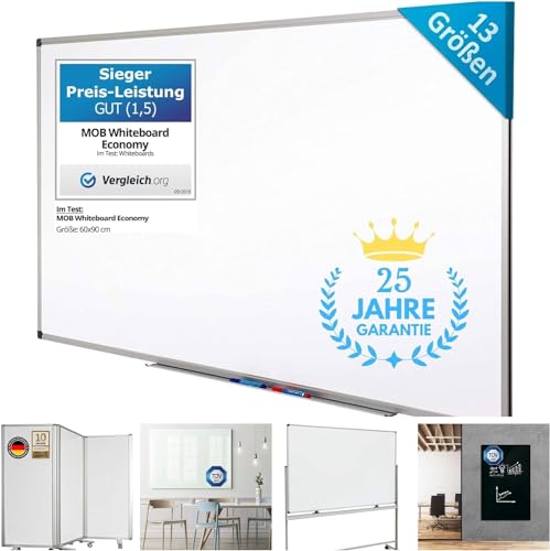 Master of Boards - Whiteboard - Glasboard - Pinnwand - beschreibbare Magnettafel - Magnetwand - Memoboard für Zuhause & Büro (Whiteboard lackiert, 100x150 cm) von Master of Boards