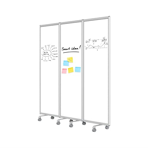 MoB Mobile Trennwand Raumteiler für Büro, Arbeitsplatz Innen faltbare & flexible Präsentationsboard mit beschreibbarer Oberfläche - Whiteboard mit Alurahmen - Magnetboard (Whiteboard, 180 x 180 cm) von Master of Boards