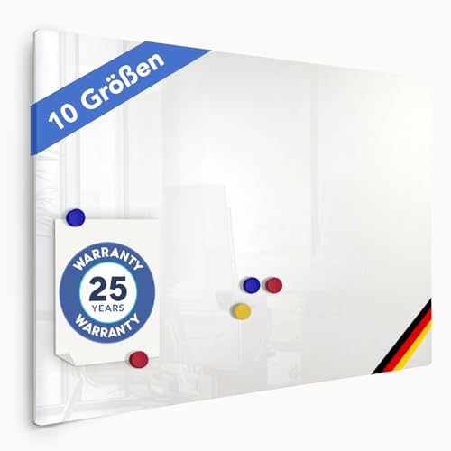 Premium Magnettafel aus Glas, Whiteboard rahmenlos, Pinnwand magnetisch, Glastafel inkl. 5 Magnete, Magnetwand beschreibbar, Wandtafel, Memoboard (120 x180 cm) von Master of Boards