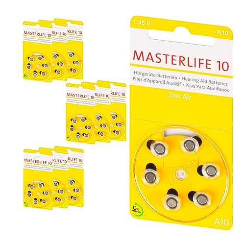 MASTERLIFE HÖRGERÄTE BATTERIEN Typ 10 PR70 gelb A10 Batterie (60) von Masterlife