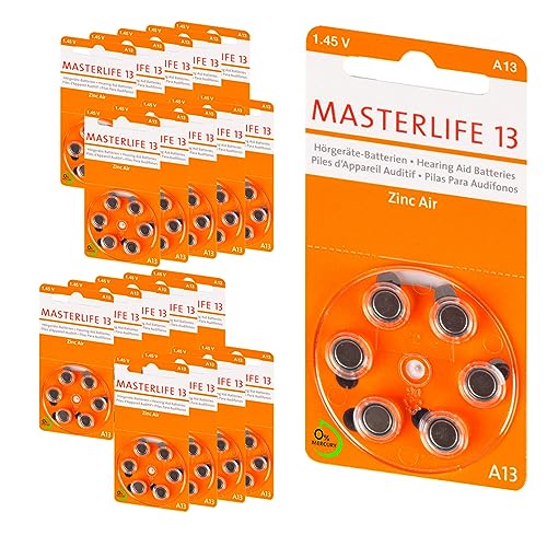 MASTERLIFE HÖRGERÄTE BATTERIEN Typ 13 PR48 orange A13 Batterie (120) von Masterlife