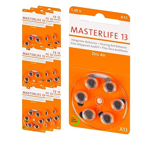 MASTERLIFE HÖRGERÄTE BATTERIEN Typ 13 PR48 orange A13 Batterie (60) von Masterlife
