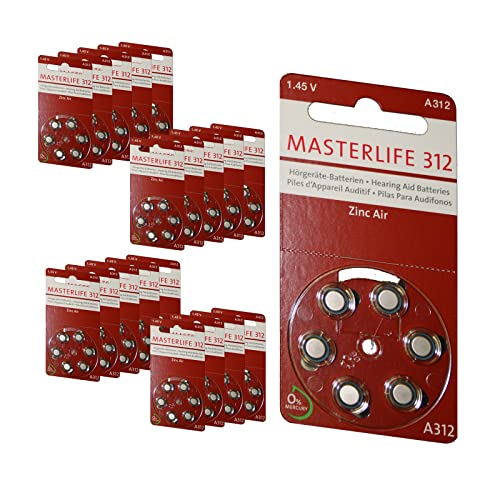 MASTERLIFE HÖRGERÄTE BATTERIEN Typ 312 PR41 braun A312 Batterie (120) von Masterlife