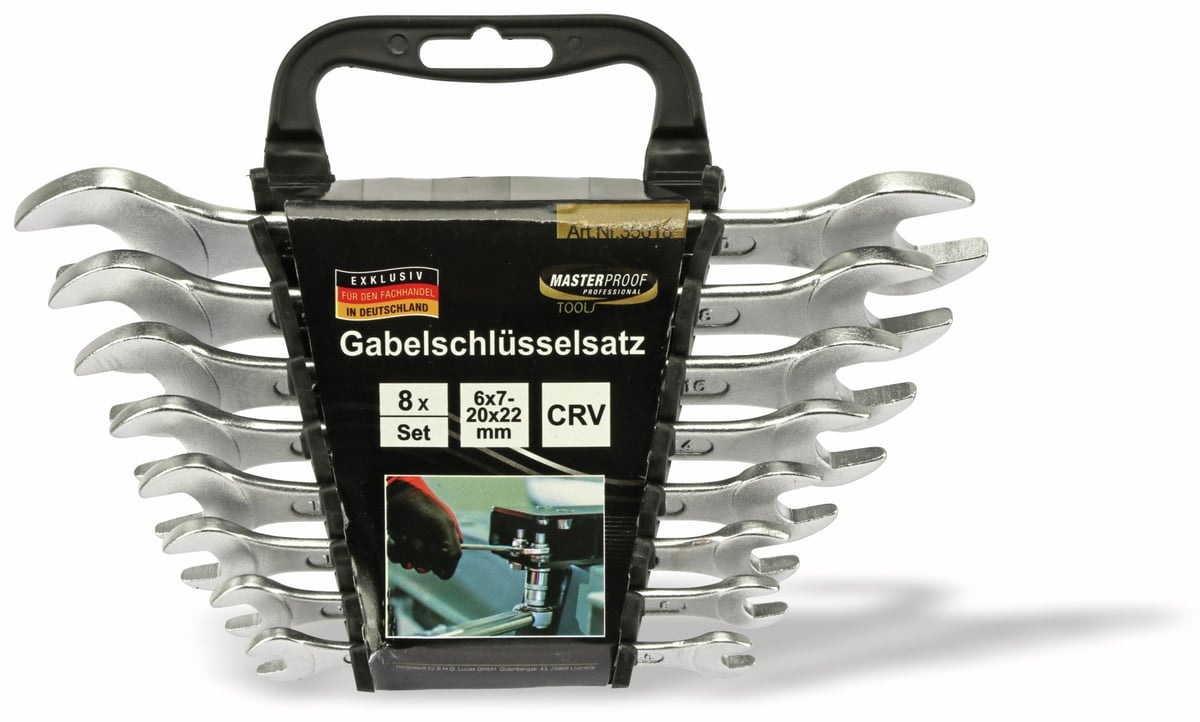 MASTERPROOF Gabelschlüssel-Satz, 6...22mm, 8 teilig von Masterproof