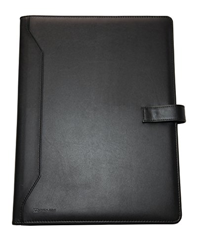 Monolith 2000002900 - Schreibmappe Din A4, Lederoptik, schwarz, Dokumentenfächer, Druckknopfverschluss von Masters