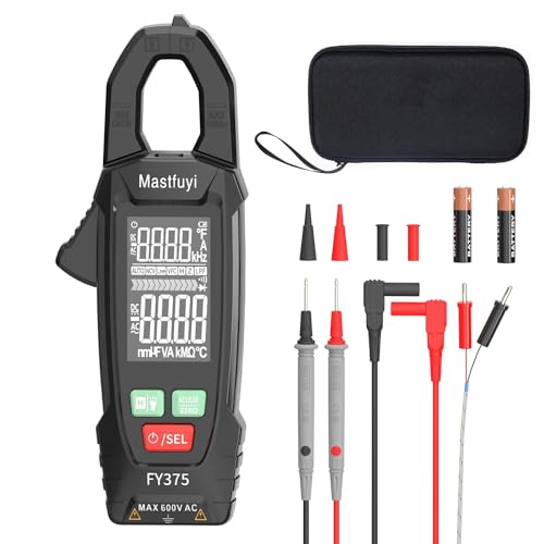 Strommessgerät Digital, Elektrischer Tester AC/DC Strom, Zangenstrommesser TRMS 6000 Zähler, Auto-Range, NCV, Live Wire Test, AC/DC Spannung, Widerstand, Kapazität, Frequenz, Kontinuität, Diode von Mastfuyi